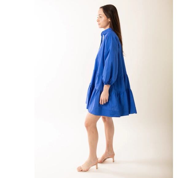 NWT Vici Lavender J Blue 100% Cotton Poplin Button Down Shirt Mini Dress Small - Picture 3 of 15